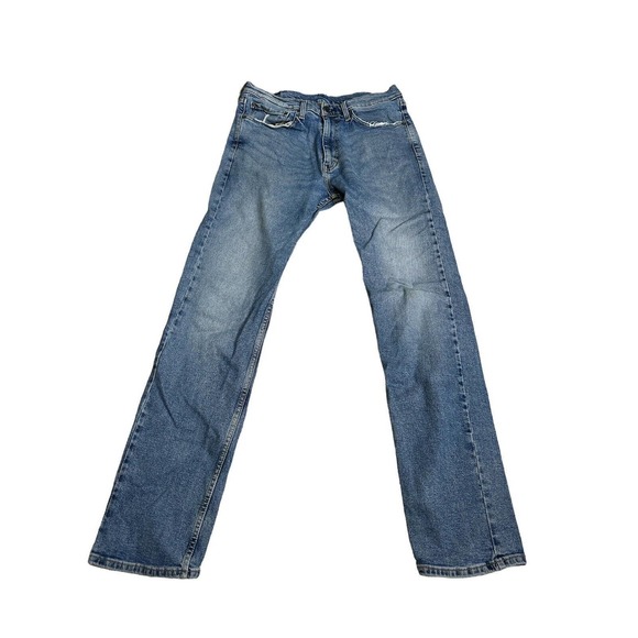 Levis Mens 505 Regular Fit Blue Jeans‎ size 34x34 Light Blue Distressed denim - Picture 3 of 5